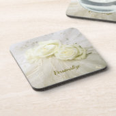 Dessous-de-verre Bouquet de Roses blanches Voile de dentelle Vintag (Côté gauche)