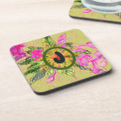 Dessous-de-verre Bouquet et lettre de fleurs de baume rose (Côté gauche)