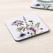 Dessous-de-verre Bouquet Fleur sauvage pourpre Aquarelle Florale (Côté gauche)