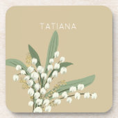 Dessous-de-verre Bouquet floral de muguet personnalisé avec nom (Devant)