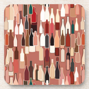 Dessous-de-verre Bouteilles de vin motif, couleurs terre, terre cui
