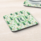 Dessous-de-verre Bouteilles Verres Chardonnay Floral Monogramme (Côté gauche)