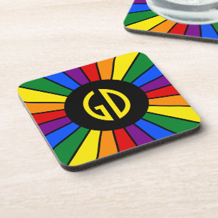 Dessous-de-verre BOUTON À DRAPEAU PLANIFIÉ RAYS + votre signe ou vo