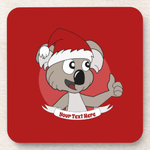 Dessous-de-verre Bouton de dessin animé koala de Noël