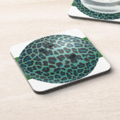 Dessous-de-verre Bowling Ball Leopard Turquoise (Côté gauche)