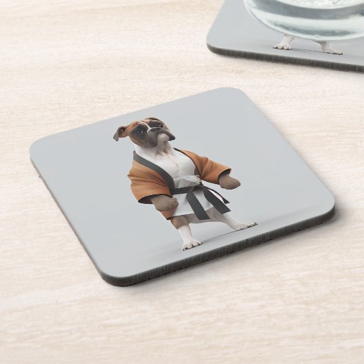 Dessous-de-verre Boxer Dog Jouer Karate, Karate Champion Boxer Dog (Côté gauche)