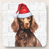 Dessous-de-verre Boykin Spaniel Chien Woof Word Art Holiday (Devant)