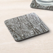 Dessous-de-verre Branches couvertes de neige Abstraite hivernale (Côté gauche)