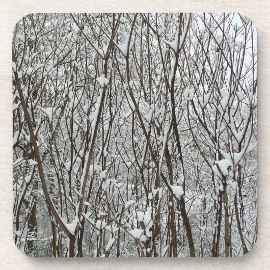 Dessous-de-verre Branches couvertes de neige Abstraite hivernale (Devant)
