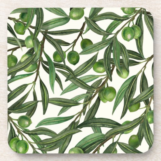 Dessous-de-verre Branches d'olive sur blanc (Devant)