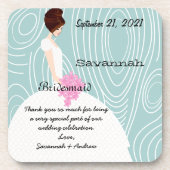 Dessous de verre Bridesmaid Motif Aqua Wood Grain (Devant)