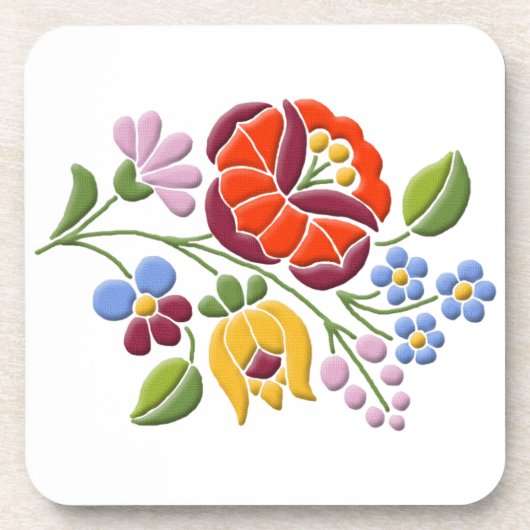 Dessous-de-verre Broderie Kalocsa - Art populaire hongrois (Devant)