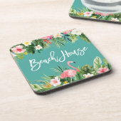 Dessous-de-verre Brosse moderne Script Tropical Floral Beach House (Côté gauche)