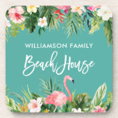 Dessous-de-verre Brosse Script Tropical Floral Family Beach House (Devant)