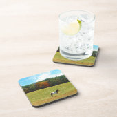 Dessous-de-verre Brown & cheval blanc, arbres d'automne, ciel bleu (Côté Droit)