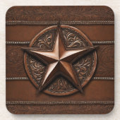 Dessous-de-verre Brown Cowboy Rustique Western Country Texas Star (Devant)