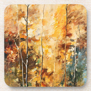 Dessous-de-verre Brown Leaf Nature Serenity Art Abstrait