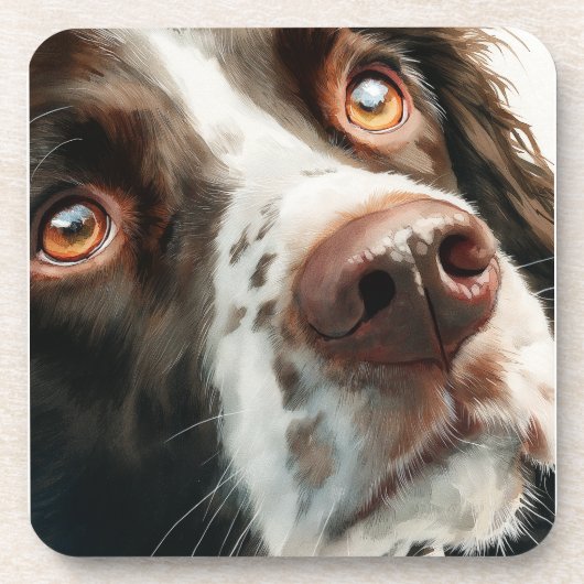 Dessous-de-verre Brown springer spaniel portrait (Devant)