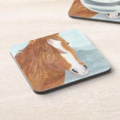 Dessous-de-verre Brown Wild Horse Blue Mountain Lake - acrylique. (Côté gauche)