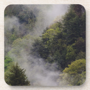Dessous-de-verre Brume s'élevant du flanc de la montagne après la p