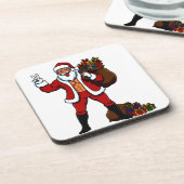 Dessous-de-verre Buff Santa Peace Sign! Ripped Abs & Funny Christma (Côté gauche)