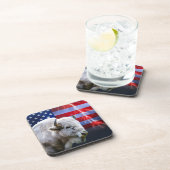 Dessous-de-verre Buffle Blanc Avec Drapeau Américain Et Éclair (Côté Droit)