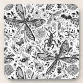 Dessous-de-verre Bugs de Doodle sur bleu foncé (Devant)