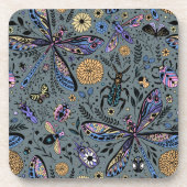 Dessous-de-verre Bugs de Doodle sur le gris de latte (Devant)