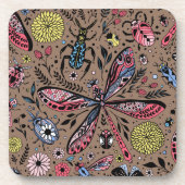 Dessous-de-verre Bugs de Doodle sur mocha brown (Devant)