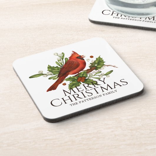Dessous-de-verre Buisson de houx rouge Cardinal Noël Cadeau Nom per (Côté gauche)
