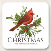 Dessous-de-verre Buisson de houx rouge Cardinal Noël Cadeau Nom per (Devant)
