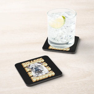 Dessous-de-verre Bulldog anglais avec police rétro