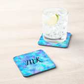 Dessous-de-verre Bulles de Bokeh bleu et violet  (Côté Droit)