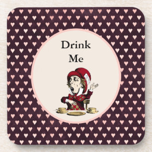 Dessous-de-verre Burgundy Buvez-moi Mad Hatter Alice au pays des me