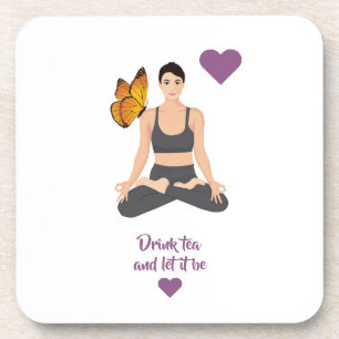 Dessous-de-verre Buvez du thé laissez-le être slogan Yoga Butterfly