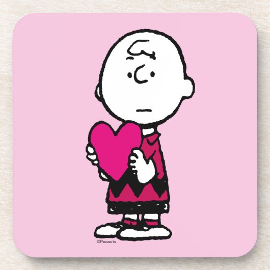 Dessous-de-verre cacahuètes | Saint Valentin | Heart Charlie Brown (Devant)