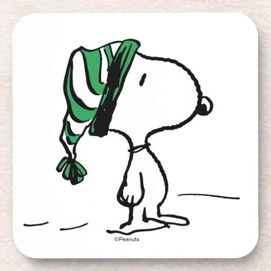 Dessous-de-verre cacahuètes | Snoopy Green Casquette de neige (Devant)