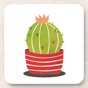 Dessous-de-verre Cactus dans une casserole affiche minimaliste