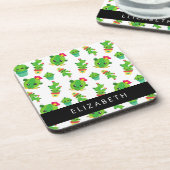 Dessous-de-verre Cactus mignons, Cactus Motif, Succulent, Votre Nom (Côté gauche)