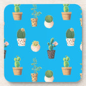 Dessous-de-verre Cactus Succulents de Dessert Vert dans les pots (Devant)