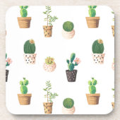 Dessous-de-verre Cactus Succulents de Dessert Vert dans les pots (Devant)