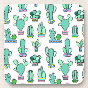 Dessous-de-verre Cactus vert en bon état et motif succulent de