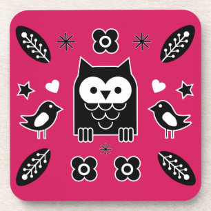 Dessous-de-verre Cadeau d'art populaire de Chouette scandinave