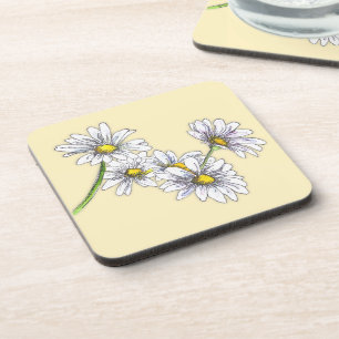Dessous-de-verre Cadeau de Noël fleuri bohème aquarelle Daisy Cream