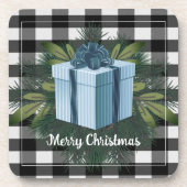 Dessous-de-verre Cadeau de Noël Plaid Buffalo | Vacances bleues (Devant)