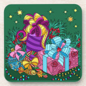 Dessous-de-verre Cadeaux de Noël Peints; jolie fête (Devant)