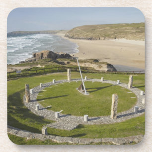 Dessous-de-verre Cadran solaire et Perran Beach, Perranporth, Corno