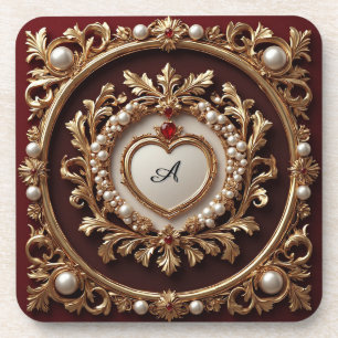 Dessous-de-verre Cadre Doré Orné de Perles