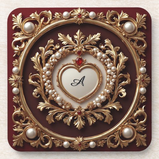 Dessous-de-verre Cadre Doré Orné de Perles (Devant)