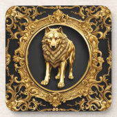 Dessous-de-verre Cadre ornemental noir et or Wolf (Devant)